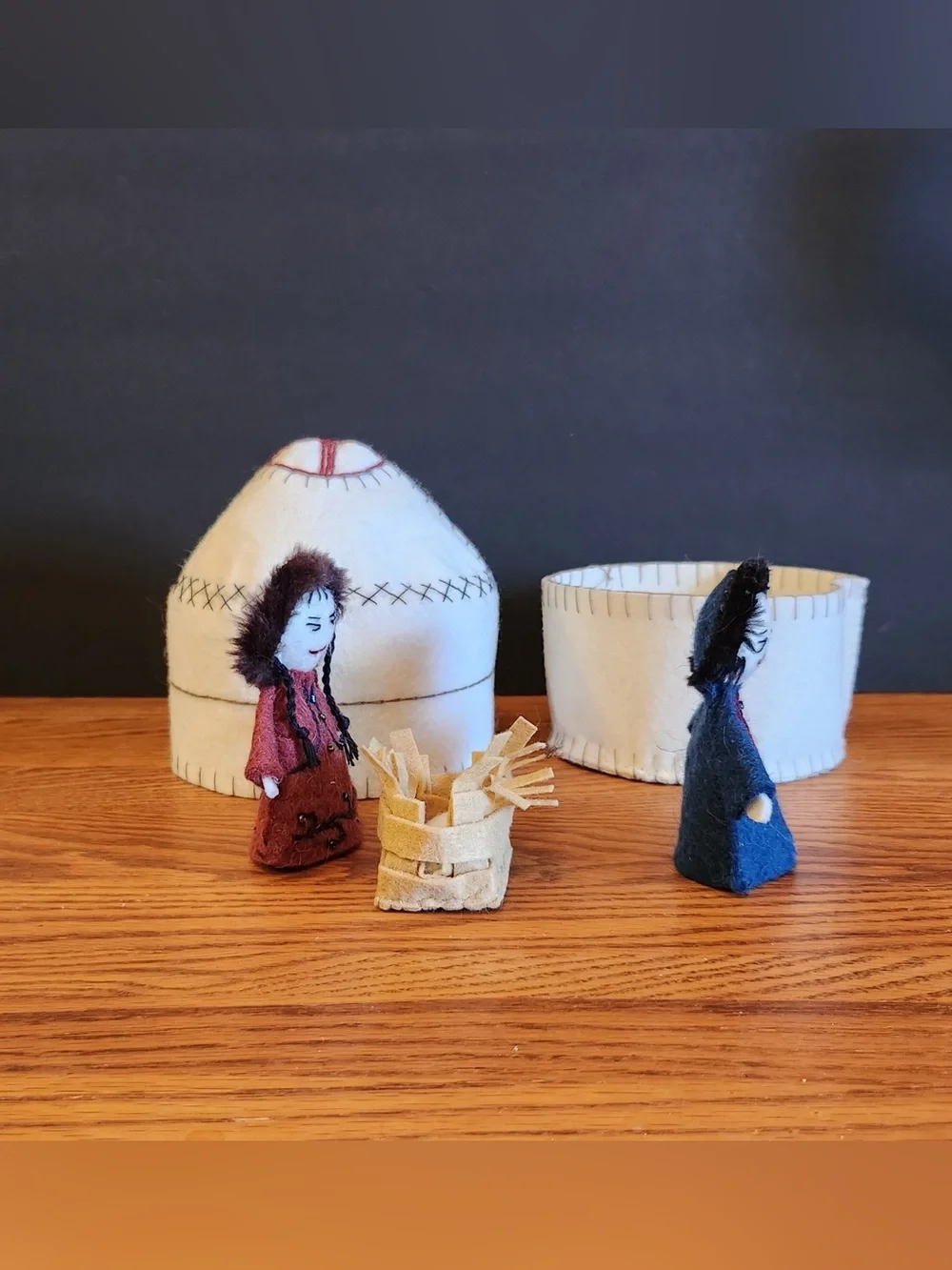 Handmade World Nativity White Felt Yurt Kyrgyzstan Fair Trade Sedona Spirit 5”